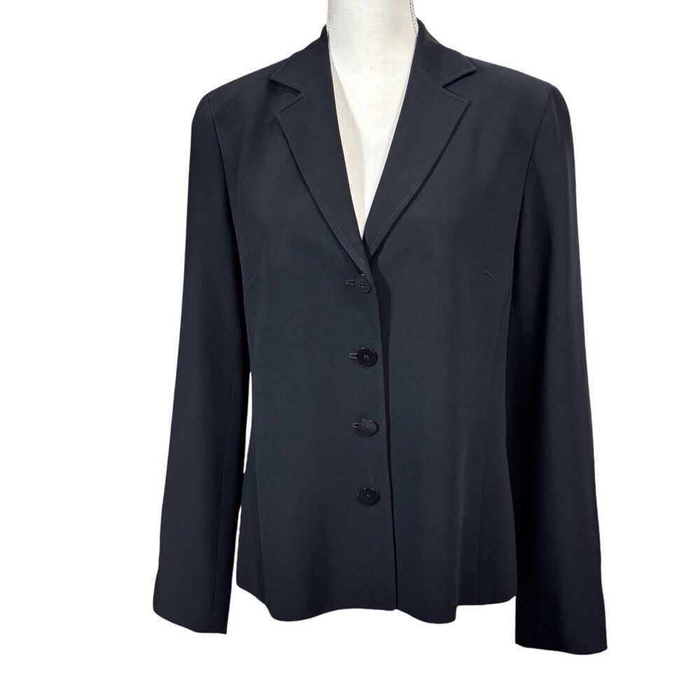 Lafayette 148 Blazer Jacket Womens 8 Black Office Capsule Academia Minimalist